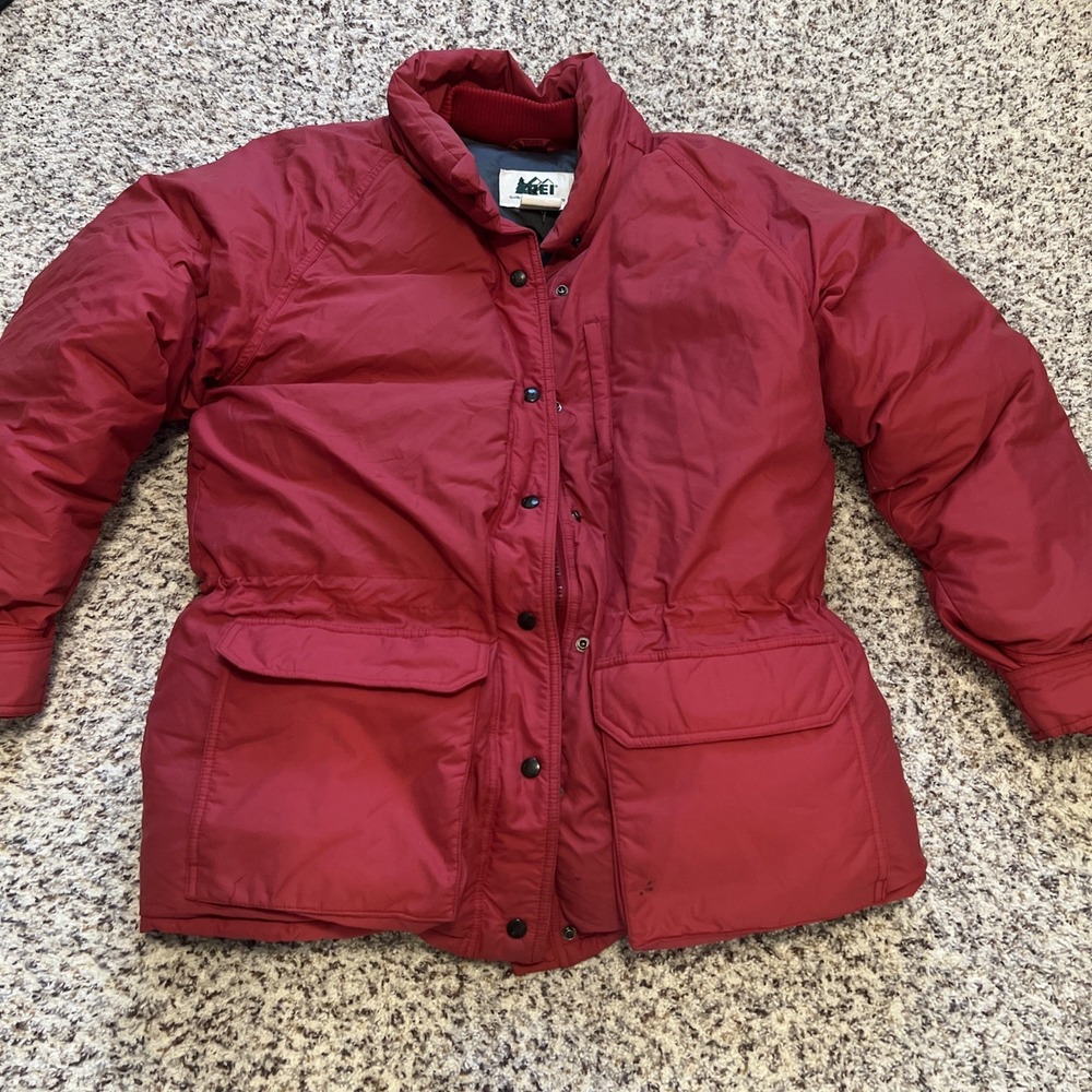 REI Co-Op Women's XL Maroon Goose Down Puffer Jacket Coat 2way Zipper